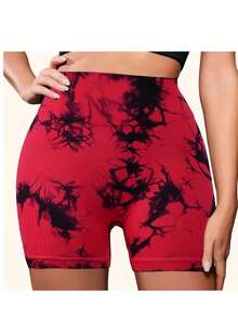 Pantalones cortos con efecto tie dye para mujer - Rojo - Ver 2