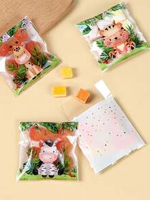 100个丛林动物图案透明零食袋,适合野生动物主题包装,可用于绿色森林派对、生日庆祝、婴儿派对礼物、生日派对装饰、生日礼物等。 - 均碼 - 查看 4