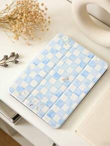 1 件装蓝白格子花卉图案平板电脑保护套，兼容 iPad Mini 4/Mini 5/Mini 6/Mini 7/Air/Air 2/9.7/10.2/10.5/Air 4/Air 5/10.9/Pro 11 英寸/第十代/Air 11 英寸 (M2)-2024/Pro 11 英寸 (M4)-2024/Air 11 英寸 (M3) 2025/(A16) 11 英寸第十一代 2025/Air 8 (M4)2026 (11 英寸) 型号，以及 Galaxy Tab A8 10.5 英寸 2022 型号。包含笔槽、三折支架、TPU 软边保护、磁吸式睡眠/唤醒功能，简约/创意/趣味/个性化设计。 - 彩色 - 查看 1