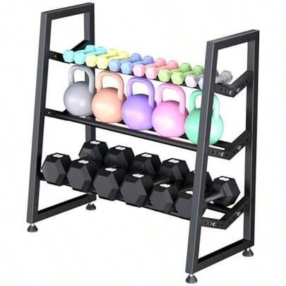 Upgraded V-Type 3-Tier Dumbbell Rack Adjustable Heavy-Duty Metal Weight Rack For Dumbbells Kettlebells More Space-Saving Home Gym Organizer Dumbbells Not Included