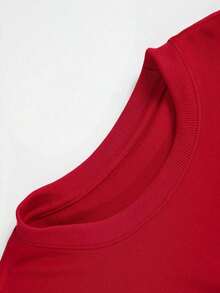 Manfinity LEGND Loose Fit Men's Solid Color Round Neck Short Sleeve Casual T-Shirt - Red - View 5