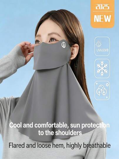 1个防水面罩，带颈套，3D人体工学设计，户外防晒防紫外线，适用于骑行、驾车、徒步旅行等夏季降温，保护面部和颈部。