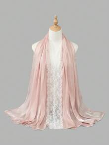 1件装女士岛屿风荷叶边蕾丝雪纺头巾，闪光雪纺，丝绸雪纺头巾，光泽柔滑，质地轻盈闪亮，适合日常佩戴、聚会、通勤，四季皆宜。 - 彩色 - 查看 10