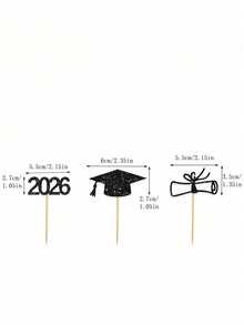 1/3/12pcs/SetCake Graduation,Graduation Cake Topper,Dessert Decorative Picks,Picks Birthday Party,For Back To School,Anniversary,Wedding,Birthday Party ,Celebration Events Decoration - One Size - View 3
