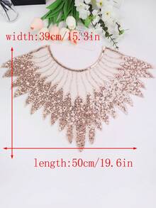 1 chiếc/gói, 20 màu sắc để lựa chọn, Khăn choàng cổ lưới thêu ren đính pha lê, phụ kiện tự làm cho váy nữ, trang trí váy cưới, Chiều dài: 50cm/Chiều rộng: 39cm - 1 cái/gói - Xem 25