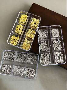 6-Grid Gold Silver Alloy Ribbon Bow Patch Y2K Style Nail Decoration Accessory Set, Nail Decoration Metal Patch, Odorless Cool And Fashionable Subculture Style, Suitable For Nail Decoration, DIY Handmade Decoration Of Phone Cases, Japanese Versatile DIY Nail Phone Case Multifunctional Decoration Design Patch, Mixed Bow Nail Beauty Product, Nail Gemstone, Designed Nail Decoration For Parties, Parties, And Parties. - Multicolor - View 4
