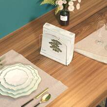 1/2 pièces Support à serviettes en acrylique transparent cristal, support à serviettes en papier transparent, support de boîte à mouchoirs de table autoportant pour salle à manger, cuisine, maison, décoration, bar, accessoires - transparent - Voir 5