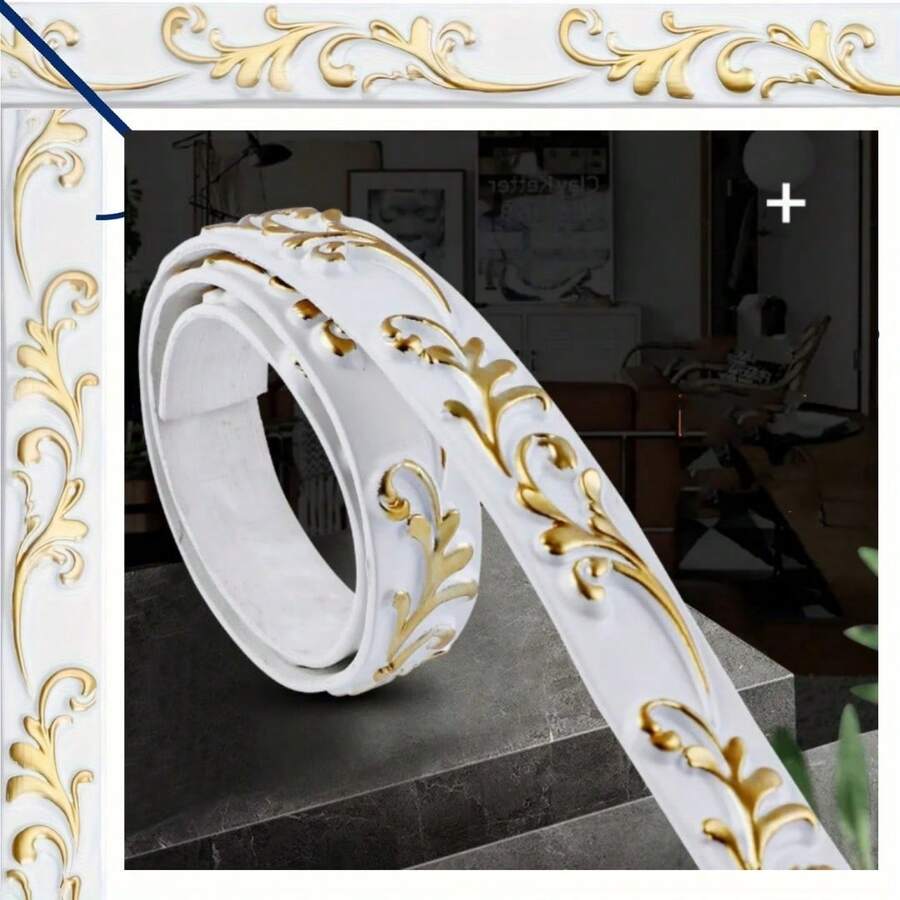 1 buah 3D PVC Dekoratif Lembut Perekat Diri Garis Trim Plafon Lis Dekoratif Garis Dekorasi Dinding Stiker Wallpaper 3D DIY - A - View 1