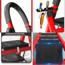 1 Heavy-Duty 3/4/5-Step Portable Folding Ladder, 500 Lbs Weight Capacity, Durable Plastic Folding Ladder With Non-Slip Steps, Lightweight And Portable, Suitable For Both Household And Industrial Use - màu đỏ - Xem 8