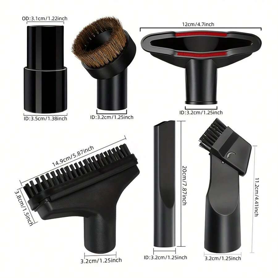 SOKANY 6pcs Vacuum Cleaner Accessory Set, Includes 32/35mm Adapter, Flat Nozzle, 2-In-1 Nozzle, Sofa Nozzle, Horse Hair Round Brush, PP Square Brush, Suitable For Various Vacuum Cleaners, Different Accessories For Different Cleaning Scenarios, Essential Home Cleaning Accessories