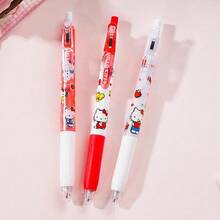 Miniso 三丽鸥卡通系列 Hello Kitty 红色系列 3 支装中性笔套装，经典高价值卡通印花，ST 笔尖 0.5mm 黑色墨水，学生考试书写必备签字笔（1 支） - 0.5mm黑色 - 查看 2