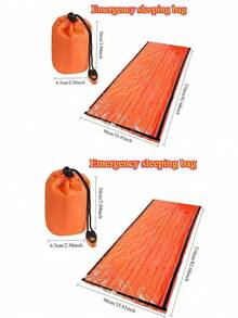 3-Piece Emergency Sleeping Bag Set (Whistle, Carrying Bag, Sleeping Bag) | Polyester Thermal Blanket | Lightweight Camping, Hiking, Backpacking And Survival Shelter Equipment. Portable Emergency Sleeping Bag, Survival Whistle, Suitable For Outdoor Camping, Hiking, Earthquakes, Hurricanes And Other Disasters To Keep Warm. Unisex, All Season. - Orange Emergency Sleeping Bag - View 14