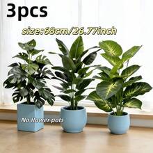 Bộ 3 cây giả lớn chân thực (Cây chuối sáng màu và cây Monstera xanh quanh năm) - Thiết kế cho môi trường ngoài trời, cảnh quan rừng nhiệt đới không cần bảo dưỡng, cây trồng trong chậu trong nhà/ngoài trời quanh năm. Phù hợp cho đám cưới, khách sạn, vườn và sân phong cách Bắc Âu - Nhiều màu - Xem 5