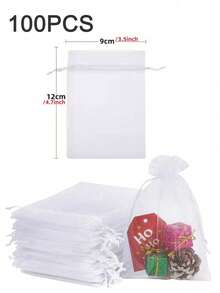 10-200pcs Organza Drawstring Pouches, Gift Bags Candy Jewelry Party Wedding Favor Bags Gift For Christmas Candy Wedding Birthday - Multicolor - View 21
