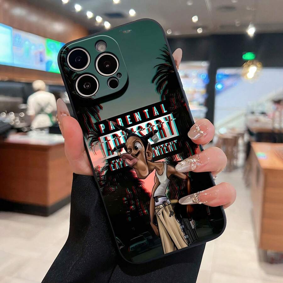 Funda para móvil con diseño de personajes de dibujos animados y estilo urbano. Compatible con fundas , 17, 16 Pro Max, 15 Pro Max, 13 y 12. Fabricada en TPU, con un diseño minimalista que incluye finas perforaciones, bordes rectos clásicos y mayor grosor para una mejor protección contra caídas. Acabado mate. Un regalo ideal para familiares, amigos, seres queridos, novios/novias y para aniversarios. - Negro - Ver 1