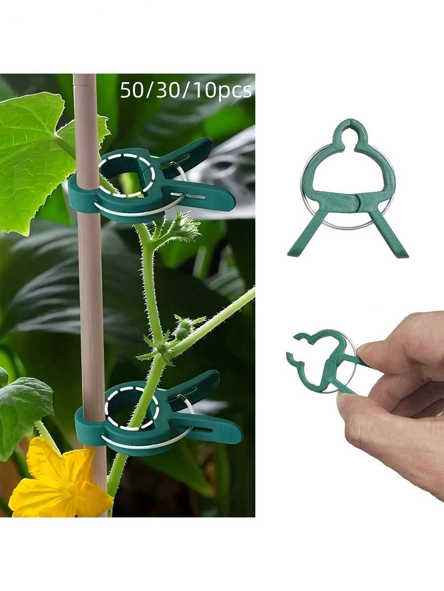 20个可调节植物夹 - 可重复使用的花卉、藤蔓、蔬菜和番茄园艺支撑架 - 耐用塑料材质，必备园艺工具