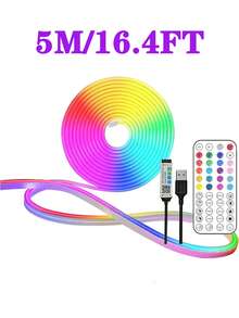 1pc 3.28ft-16.4ft RGB LED Neon Light Strip With Remote Control, Smart Color Changing DIY Mode Neon Lights, Suitable For Bedroom Indoor Outdoor Decor, LED Night Light, Decorative Lamp, DJ Atmosphere Light - Multi-color light - View 8