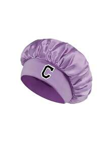 1 件装女士紫色缎面发帽，印有 A-Z 字母，奢华闪亮时尚头套，适合日常护发、居家洗发、夜间造型、通勤装扮、约会装扮和度假旅行。 - 淺紫色 - 查看 3