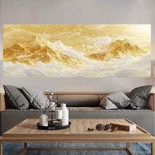 Arte de Pared de Aceite de Paisaje Acuático Jinshan en 2D Plano - Impresión en Lienzo Chino Horizontal con Marco de Madera Sólida, Escena Natural Envolvente para Interior/Exterior, Decoración Elegante para Sala de Estar y Hogar, Instalación con Gancho (Regalo Ideal para Fiestas y Navidad), 2D Plano - Enmarcado - Ver 4