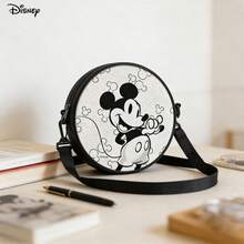Miniso 迪士尼经典米奇圆形斜挎包，多功能小圆背包，适合休闲旅行、购物，轻便耐用涤纶单肩包，带拉链 - 均碼 - 查看 1