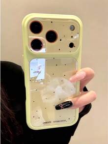 Polka Dot Summer Ins Fresh Yellow Splash Ink Phone Case, Acrylic Protective Cover Compatible With Iphone 17/16 Pro Max/15 New, Minimalist & Stylish - White - View 4