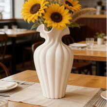 1pc Modern Decorative Unique Elegant Minimalist Textured Wavy Rim Vase, Suitable For Floral Arrangements, Home Decor In Living Room, Bedroom, Office, Dining Room, Tabletop Decoration, With Pleated Ribbed Wavy Curve Design - Multicolor 1 - View 12