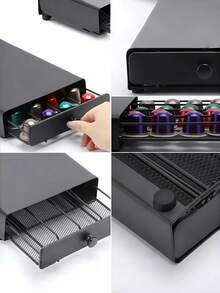 Drawer-Style Metal Coffee Pod Storage Box, Large Capacity & Space-Saving. Sturdy Organizer For Kitchen, Office And Coffee Bar. - Multicolor - View 9