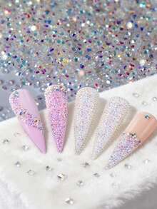 1.400 Peças Zircônia Redonda 2mm 3D, Acessórios de Cristal Diamante Rhinestone para Decoração de Unhas, Materiais de Manicure - Prata - Visão 1