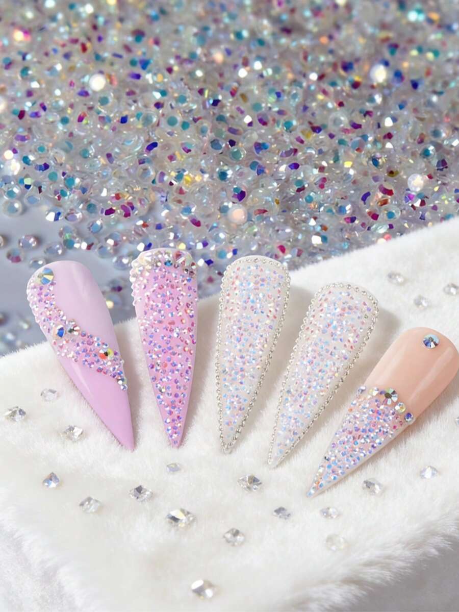1.400 Peças Zircônia Redonda 2mm 3D, Acessórios de Cristal Diamante Rhinestone para Decoração de Unhas, Materiais de Manicure - Prata - Visão 1