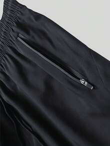 1pc Men's Summer Sports Shorts, Outdoor Casual Breathable Quick-Dry Fitness Running Shorts - Black - View 4