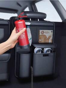 PU Leather Car Trunk Storage Bag Foldable Tools Organizer Multifunctional Storage Suv Back Seat Hanging Organizer - A - View 6