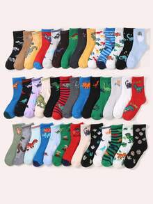 10/20双装 儿童男童卡通恐龙霸王龙印花舒适透气吸汗可爱新奇船袜 春秋季日常穿着 返校季 - 彩色 - 查看 8