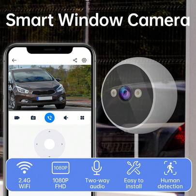 JOOAN Window Camera 1296P, 2.4GWiFi Indoor Cameras For Home Security/Dog/Pet, Window Security Camera With Al Color Night Vision, Twoway Audio, Human & Motion Detection, Cloud/SD Storage, 24/7 Recording, Easy & Quick Window Mount