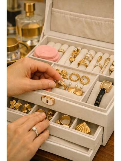 US Warehouse Fast Delivery Multi Layer Jewelry Box With Drawers Large Capacity Organizer For Young Women Dust Proof Necklace Earring Ring Holder For Bedroom Vanity Jewelry Organizer Box