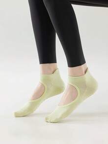 2/4/8 Pairs Women's Socks, Solid Color Assorted, Mesh Backless Non-Slip Dotted Sports Ankle Socks, Suitable For Pilates, Yoga, Indoor Sports, Birthday/Holiday Gifts - Multicolor - View 5