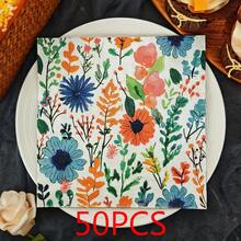 IOOJA 20/50Pcs 2ply Unfolded Size 33*33cm Oil Painting Floral Pattern Printed Party Napkins Disposable Napkins Suitable For Theme Parties Designed For Lively Parties Essential For Company Team Building And Friends Gatherings - Multicolor - View 9