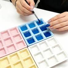 1pc 9-Grid Reusable Nail Polish Palette, Macaron Color Nail Art Mixing Tray, Easy To Clean Nail Care Tool - Multicolor - View 5