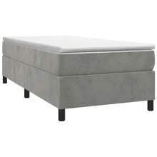 vidaXL Struttura letto a molle, letto imbottito per camera da letto, struttura letto con rete a doghe e gambe di supporto, letto singolo per camera da letto, velluto grigio chiaro 80x200cm - Grigio Chiaro - Visualizzare 2