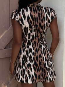 Minifalda ajustado con estampado de leopardo de estilo callejero de moda para mujer, adecuada para fiesta de baile y vacaciones - Multicolor - Ver 3