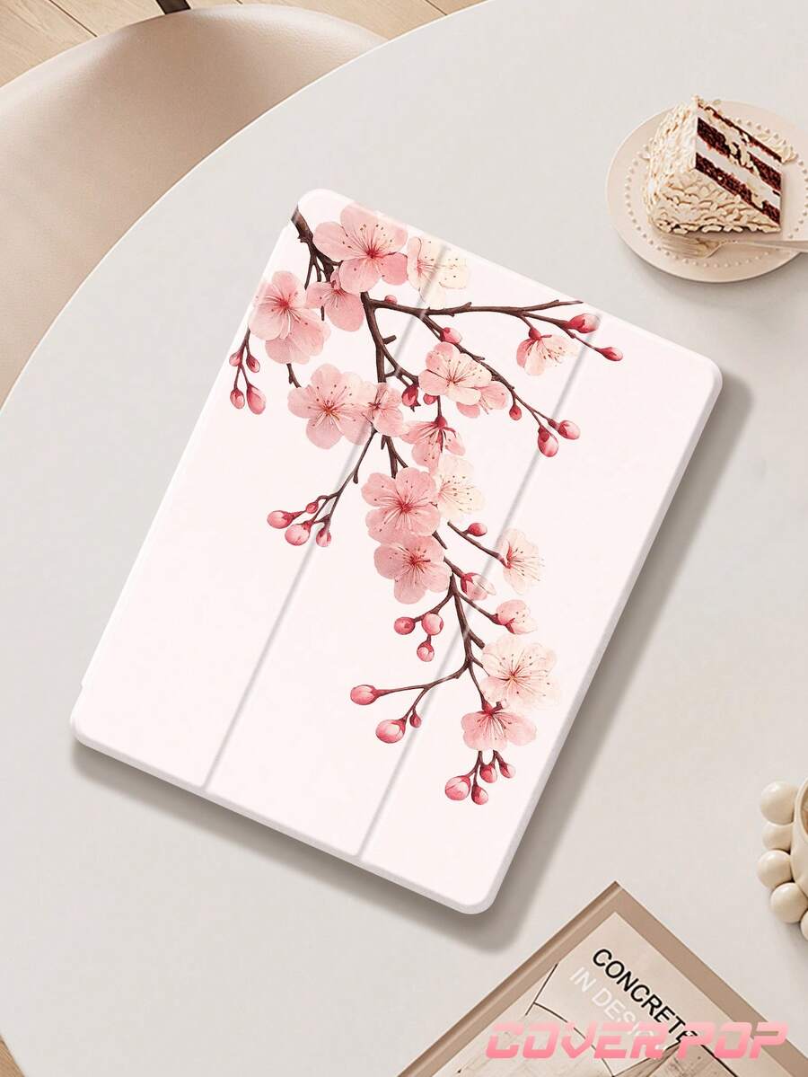 桃花樱花图案平板电脑保护套，适用于 iPad Air 8 2026（11/13 英寸）、iPad Pro 9.7/10.2/10.5/10.9/12.9 英寸、Galaxy Tab S6 Lite 10.4 英寸、Kindle Paperwhite 第 12 代 2024、Kindle（第 11 代）2022，柔软防震，智能支架/自动唤醒/睡眠功能，绝佳节日礼物 - 彩色 - 查看 1