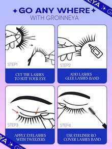 7 Pairs Faux Mink Strip Lashes Natural Look Fluffy 3D Volume Cross Wispy Soft Eyelashes For Party & Travel Makeup - Black - View 8