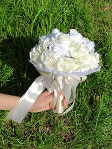 1pc - Simulated Hand-Held Flowers, Creatively Designed Ribbon Rose Bouquets, Bridal And Bridesmaid Hand-Held Bouquets, Elegant Wedding Decorations, Wedding Gifts - Multicolor - View 8