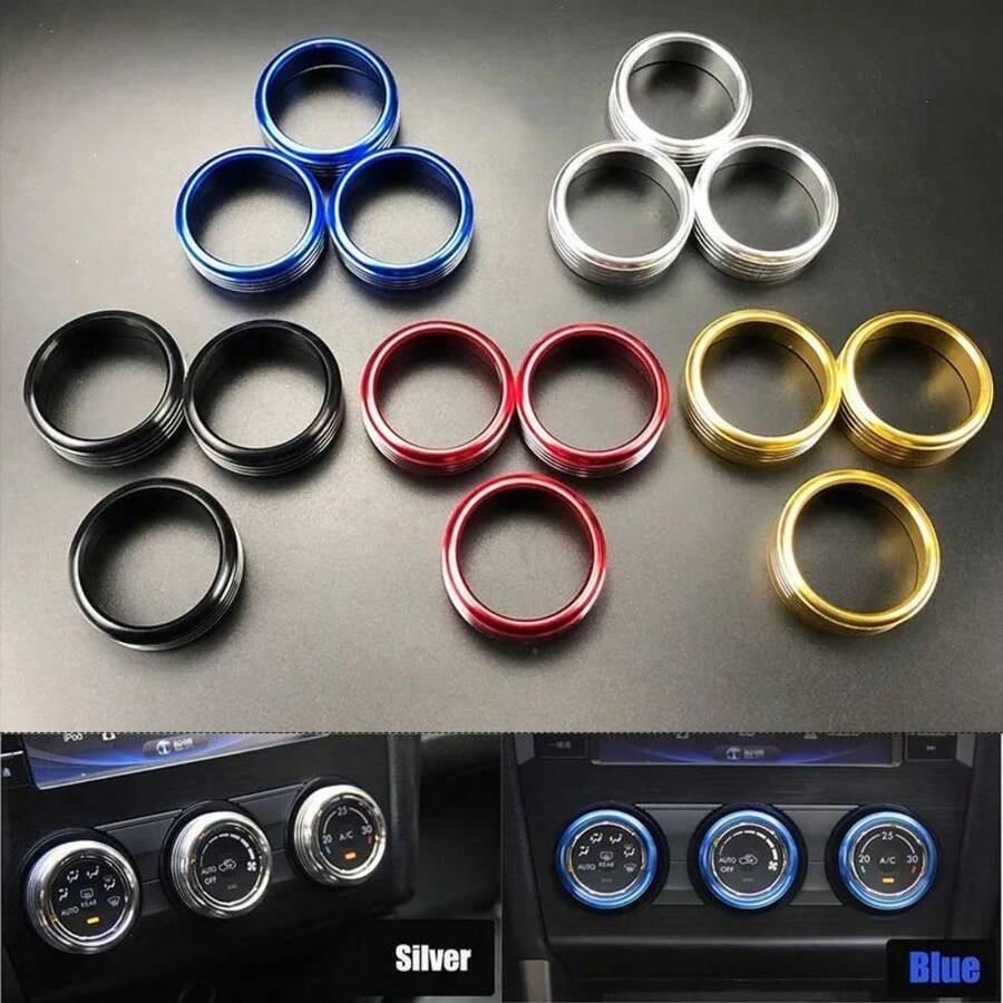 Bộ 3 chiếc vòng trang trí núm điều chỉnh điều hòa cho xe Subaru Forester Impreza XV Crosstrek WRX Levorg 2013-2018. - B - Xem 1