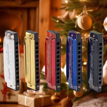 10-Hole High Quality C-Tuned Harmonica - Polished Durable Hard Case - Harmonica Instrument, DIY Harmonica Necklace, Ideal Gift For Beginners, Party Decor, Music Enthusiasts