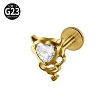 1件 G23 钛金属 CZ 邪恶唇钉 16G 内螺纹 心形/花朵耳廓耳骨耳钉 耳骨穿孔饰品 - 如圖 - 查看 25