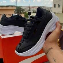 Women's Casual Sneakers, Blogger Style, Platform Shoes, White, Black, Beige, Comfortable, Chunky, Lightweight, New Release, Top Quality, Original Fashion, White Sneakers - 黑色TD - 查看 1