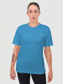 Kit Of 2 Women's Dry Short Sleeve T-Shirts For Basic Gym Workout - Negro/Turquesa - Ver 5