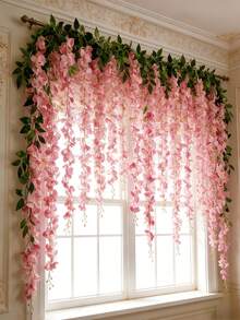1pc 72-Inch Artificial Pink Wisteria Vine, Durable Plastic Realistic Wisteria Garland Hanging Wreath, Suitable For Year-Round Wedding Decor, Indoor/Outdoor Commercial Decoration - Pink - View 4