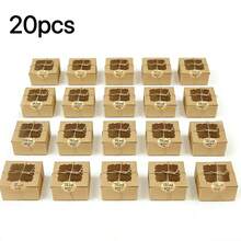 1 pieza/10 piezas/20 piezas Cajas de pan con ventana transparente, Cajas para macarrones, Cajas para galletas, Cajas para donas adecuadas para panaderías - Marrón - Ver 11