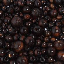 40-500颗 6/8/10/12/14/16/18mm 天然原木散珠，适用于珠宝制作，包括经典特色手链、项链、耳环、DIY钥匙扣等。 - 深咖色 - 查看 7
